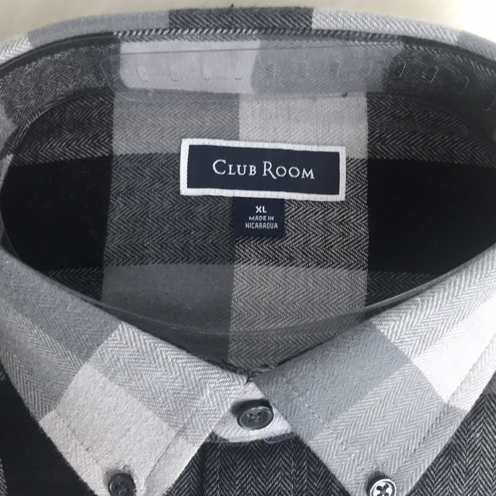 Men’s Club Room Gray Button Down Plaid Flannel Shirt Size XL -Retail $39 NWT - Picture 8 of 9